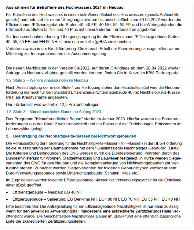 Ausnahmen für Betroffene des Hochwassers 2021 im Neubau